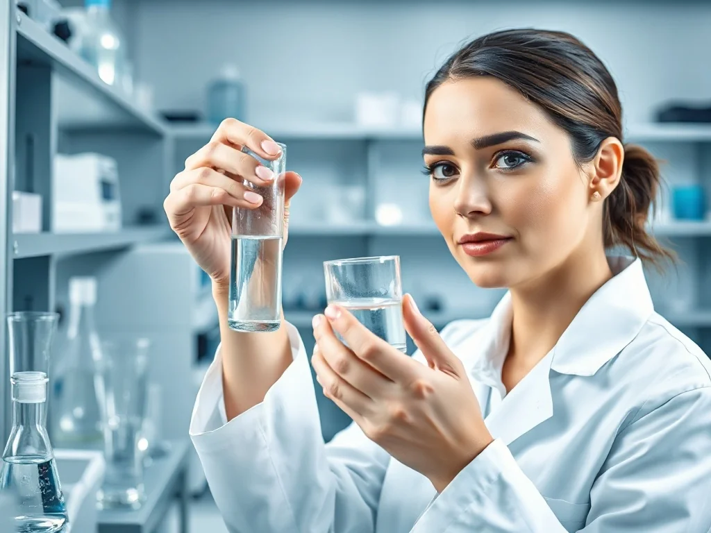 Laborantka w profesjonalnym laboratorium analizuje próbkę wody pobraną ze studni w celu sprawdzenia jej jakości.